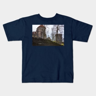 Ruins and wide stairs of medieval castle in Cesis, Latvia Kids T-Shirt